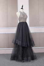 Unique tulle beads long Formal Prom dress tulle long evening dress