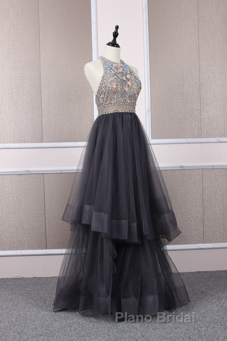 Unique tulle beads long Formal Prom dress tulle long evening dress