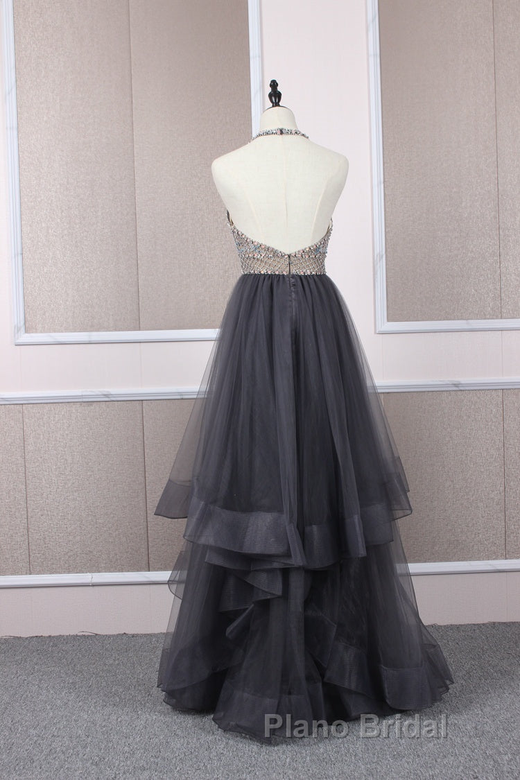 Unique tulle beads long Formal Prom dress tulle long evening dress