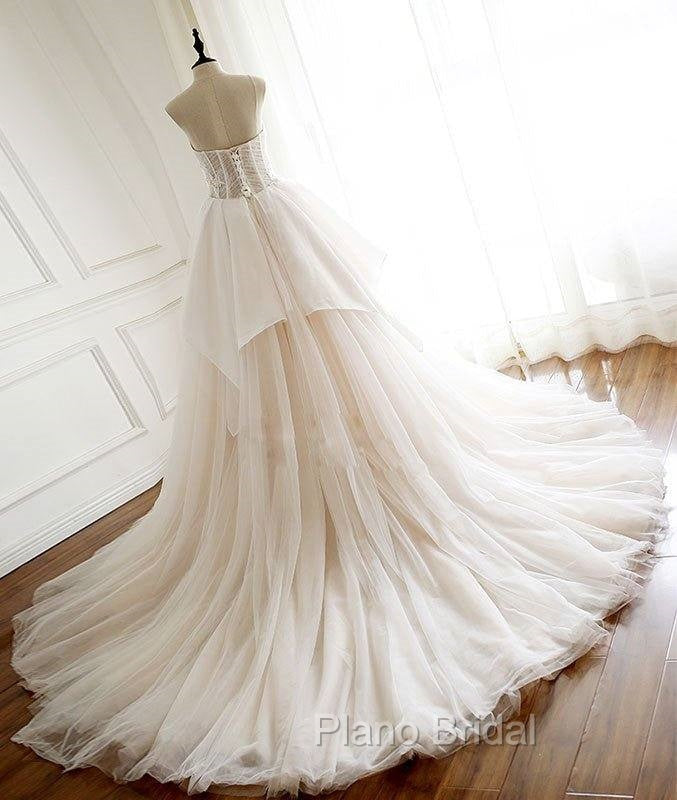 Unique Tulle Lace Long Formal Prom Dresses, Tulle Lace Wedding Dresses Secondary image