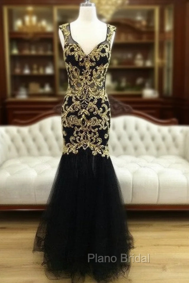 Unique V Neck Sequin Mermaid Long Formal Prom Dresses, Formal Dresses