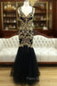 Unique V Neck Sequin Mermaid Long Formal Prom Dresses, Formal Dresses
