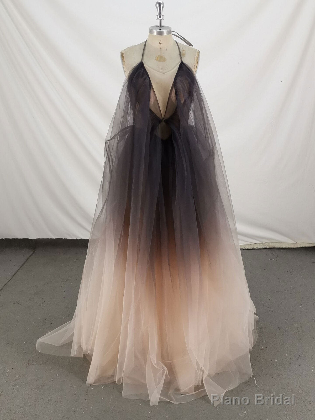 Unique V Neck Tulle Long Prom Dress Tulle Formal Dress Main image