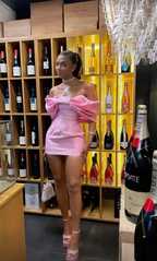 Trendy Pink Off The Shoulder Short Formal Prom Dresses,Homecoming Dresses