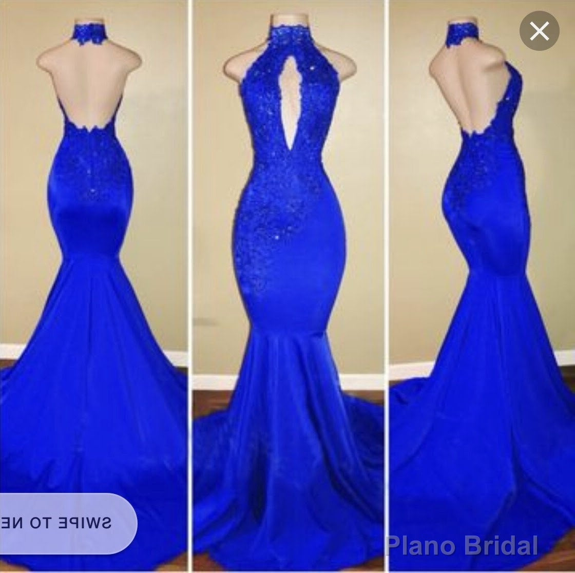 2025 Halter Blue Mermaid Prom Dresses Main image