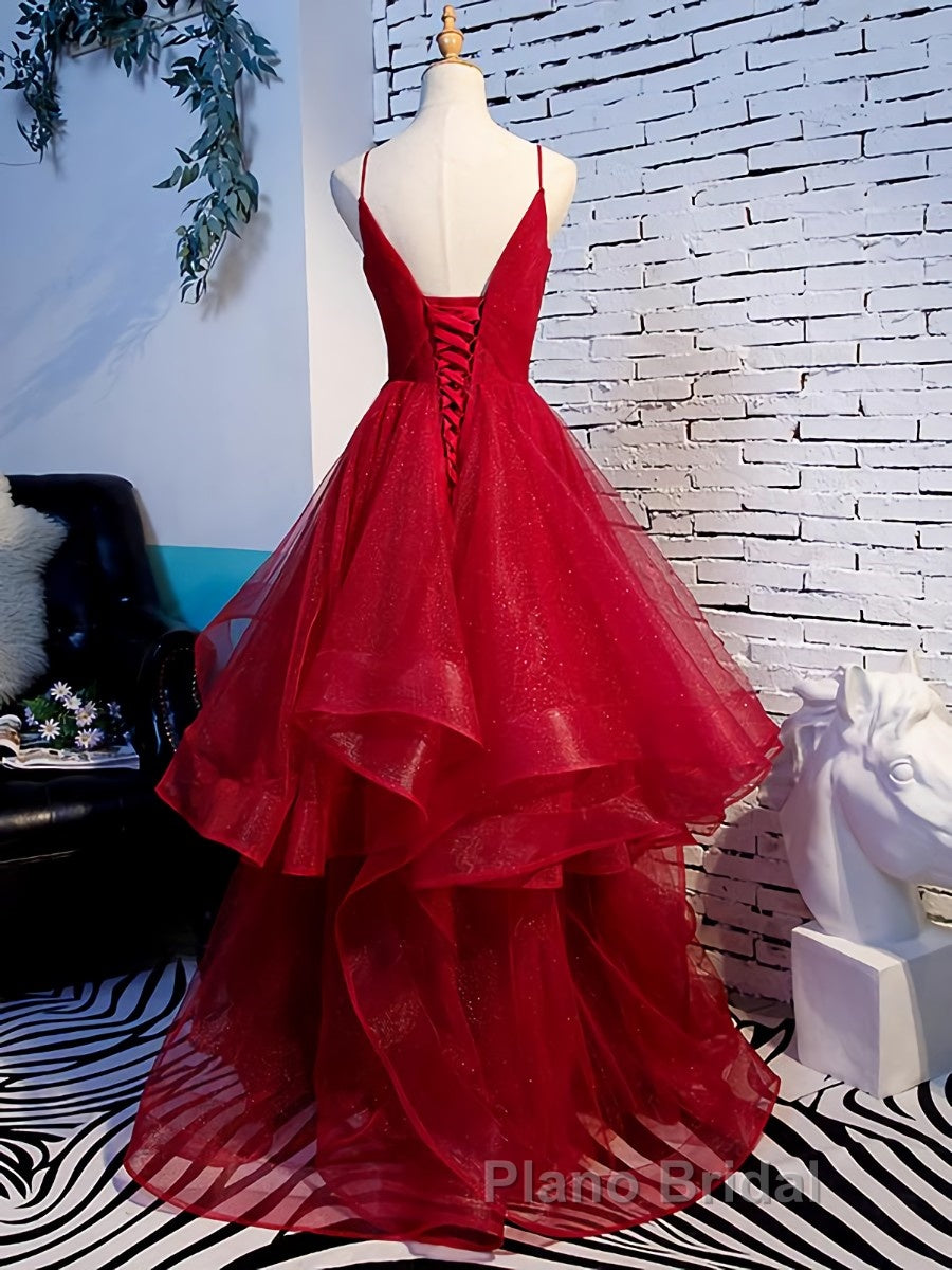 V Neck Burgundy Formal Prom Dresses, Wine Red V Neck Formal Evening Dresses