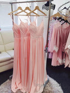 V Neck Chiffon Long Formal Prom Dresses Long Bridesmaid Formal Evening Dresses