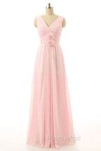 V-Neck Chiffon With Flower(S) Bridesmaid Dresses