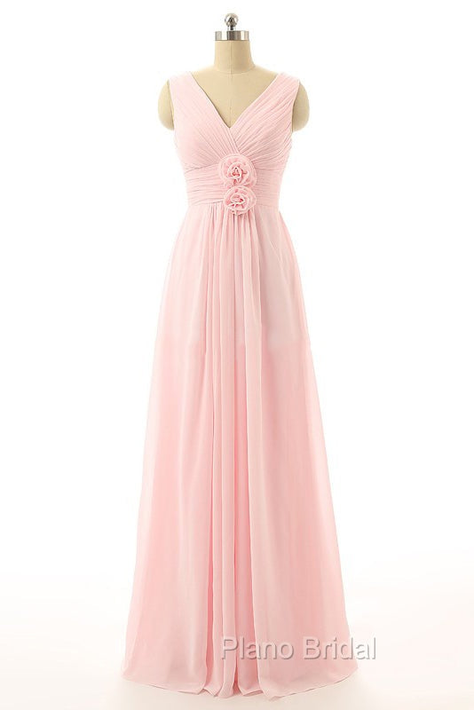 V-Neck Chiffon With Flower(S) Bridesmaid Dresses