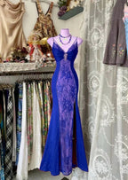 V Neck Lace Burgundy Long Formal Prom Dresses Mermaid Formal Evening Party Gown