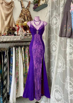 V Neck Lace Burgundy Long Formal Prom Dresses Mermaid Formal Evening Party Gown
