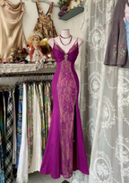 V Neck Lace Burgundy Long Formal Prom Dresses Mermaid Formal Evening Party Gown