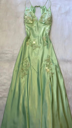 V-Neck Long Formal Prom Dresses ,Light Green Formal Evening Formal Gown
