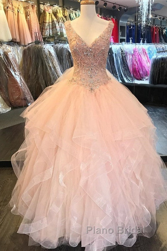 V Neck Organza Ruffles Ball Gown Quinceanera Dresses Secondary image