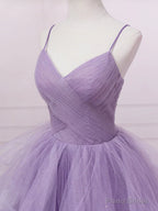 V Neck Purple Sequin Long Prom Dress, Purple V Neck Long Formal Evening Dresses