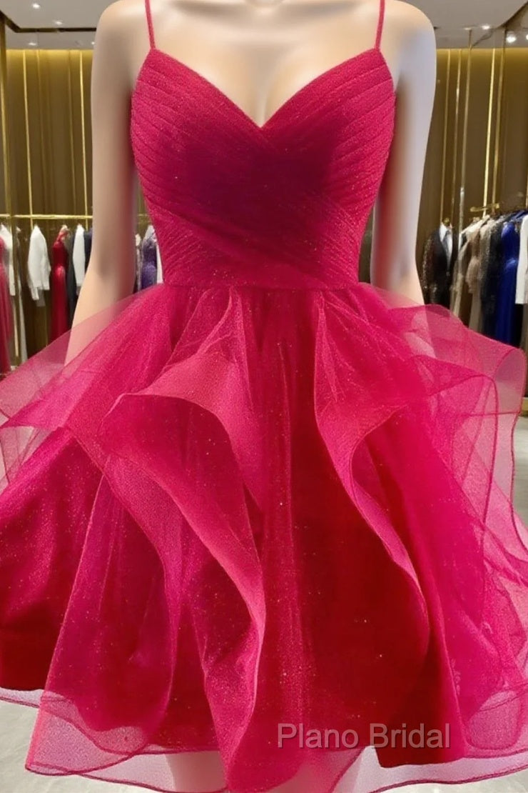 V Neck Short Burgundy Formal Prom Dresses, Short Burgundy Formal Homecoming Graduation Dresses