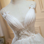 V Neck Short Ivory Lace Prom Dresses, Short Ivory Lace Formal Homecoming Dresses