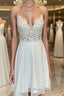 V Neck Short Lace Formal Prom Dresses, Cute Short V Neck Lace Formal Homecoming Dresses
