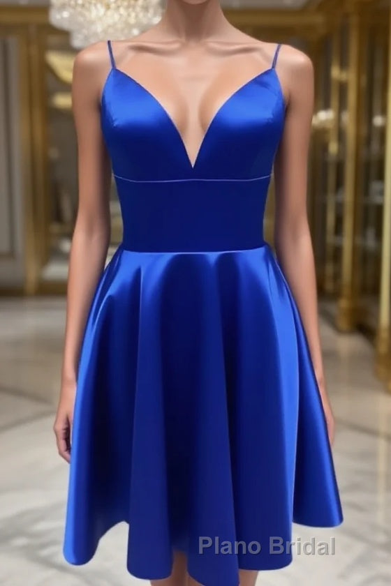V Neck Short Royal Blue Formal Prom Dresses, Short Royal Blue Formal Homecoming Dresses Main image
