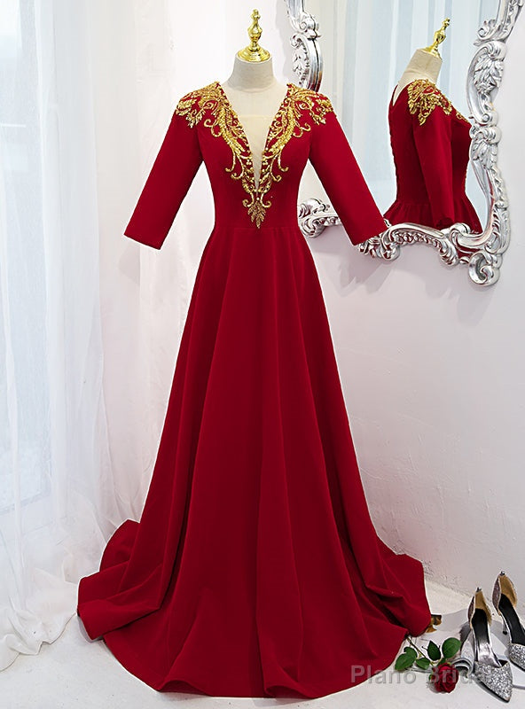 V-neck Short Sleeve Beading Sequins Prom Dress Main image