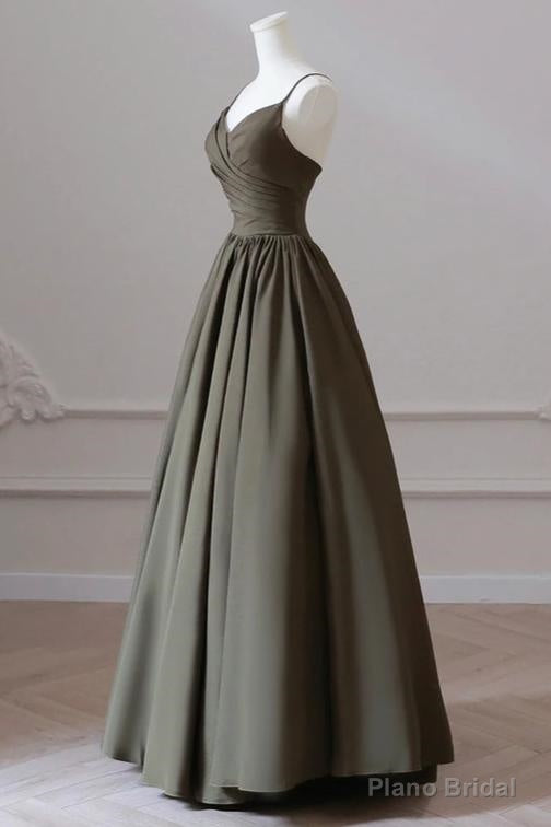 V-neck Spaghetti Strap Floor Length Prom Dress A-Line Backless Evening Party Dress Secondary image