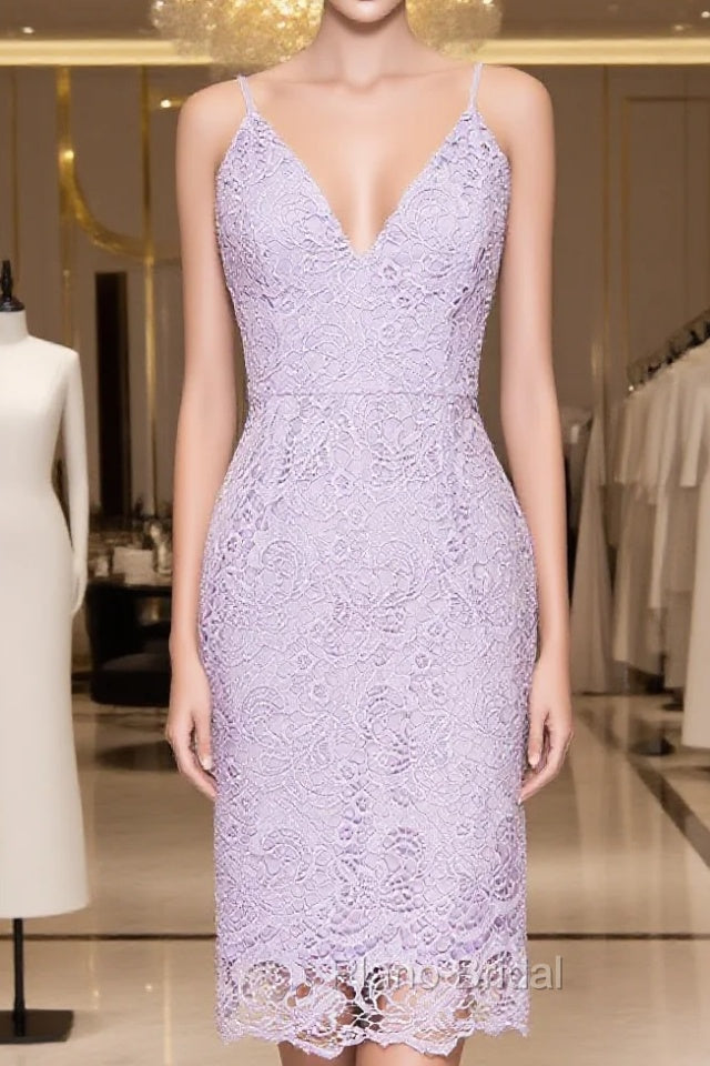 V-Neck Spaghetti Straps Lace Short Bridesmaids Dresses Main image
