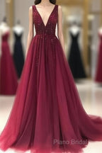 V Neckline Formal Prom Dresses Long , Formal Dresses, Formal Dresses, Graduation School Party Dance Dresses