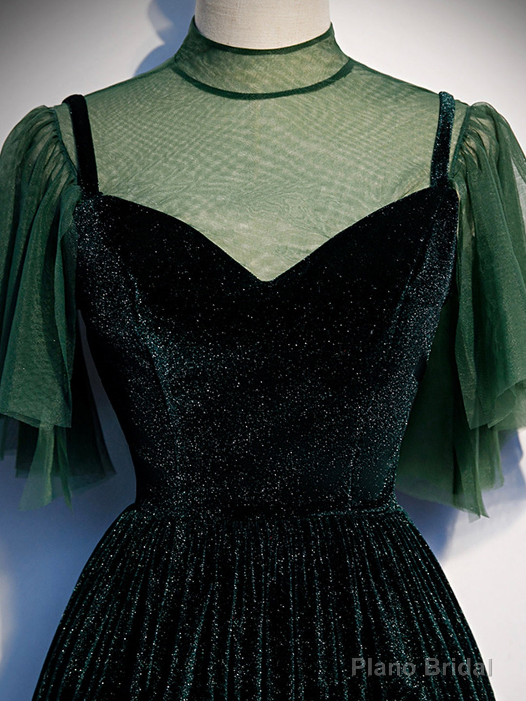 Green Velvet Long Prom Dress, Elegant A-Line Green Evening Dress Secondary image