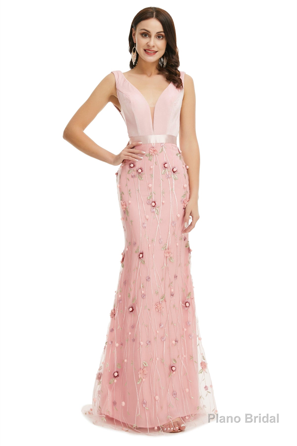 Velvet Mermaid Prom Dresses Lace 3D Flowers Main image