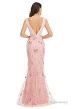 Velvet Mermaid Prom Dresses Lace 3D Flowers