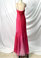 Vibrant Mermaid Thin Strap V-Neck Beaded Chiffon Long Formal Prom Dresses