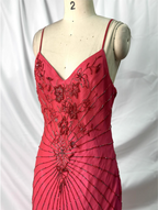 Vibrant Mermaid Thin Strap V-Neck Beaded Chiffon Long Formal Prom Dresses