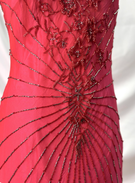 Vibrant Mermaid Thin Strap V-Neck Beaded Chiffon Long Formal Prom Dresses