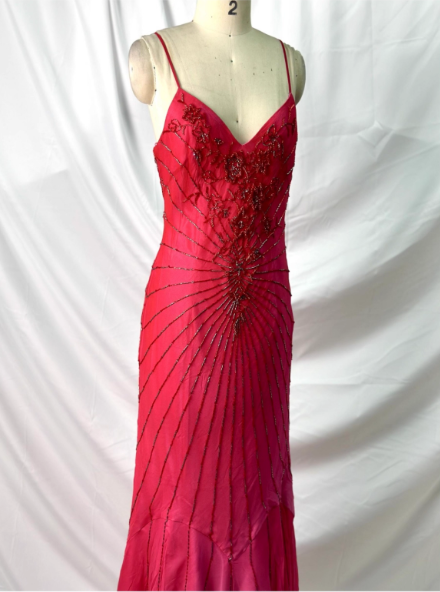 Vibrant Mermaid Thin Strap V-Neck Beaded Chiffon Long Formal Prom Dresses