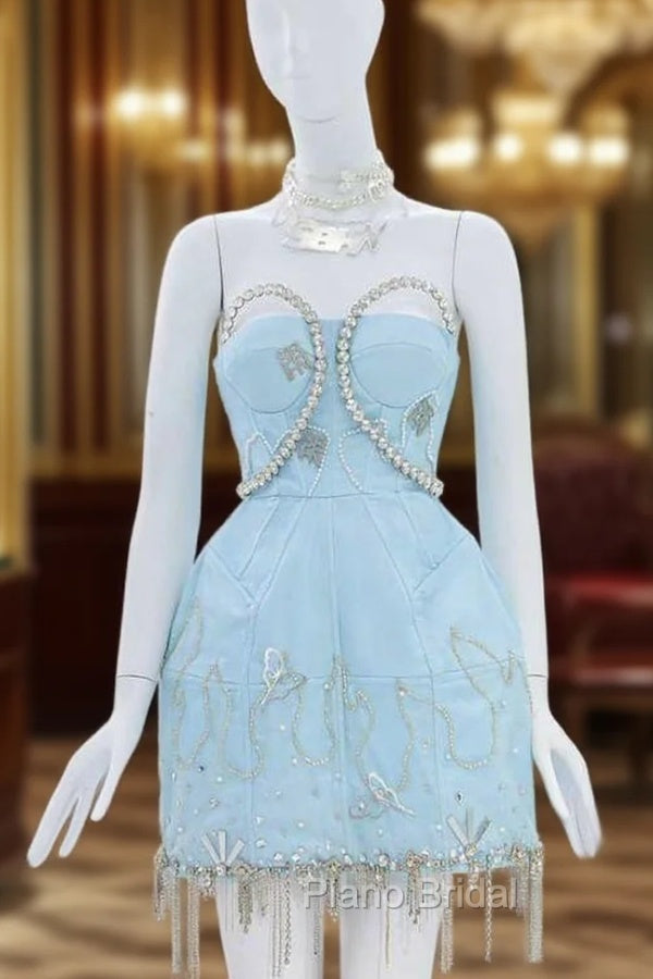 Vintage A-Line Blue Homecoming Dresses 18Th Birthday Outfits