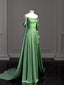 Vintage A Line Off The Shoulder Satin Formal Prom Dresses Long Formal Evening Gown Formal Party Dresses