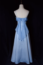 Vintage A Line Spaghetti Straps Blue Long Formal Prom Dresses