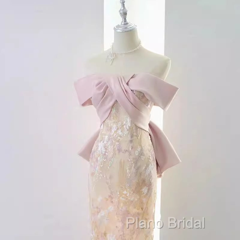 Vintage A Line Strapless Party Dresses Pink Formal Prom Dresses Secondary image