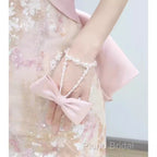 Vintage A Line Strapless Party Dresses Pink Formal Prom Dresses