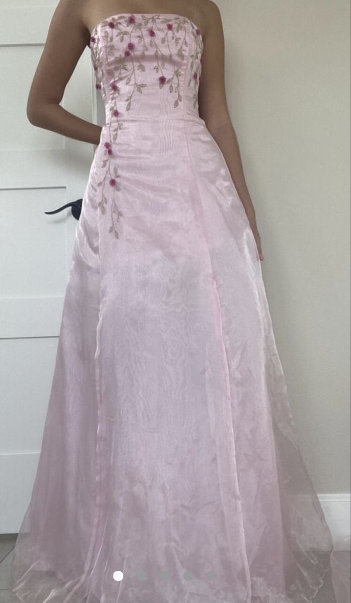 Vintage A Line Strapless Pink Long Formal Prom Dresses Party Formal Evening Dresses Main image