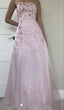 Vintage A Line Strapless Pink Long Formal Prom Dresses Party Formal Evening Dresses