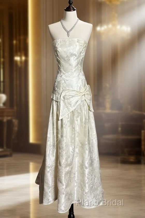 Vintage A Line Strapless White Lace Formal Prom Gown Fairy Formal Prom Dresses Main image