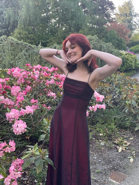 Vintage A Line Straps Burgundy Long Formal Prom Dresses