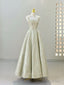 Vintage A line Straps Sequin Satin Long Evening Dress Prom Dresses