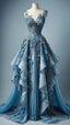 Vintage A Line Sweetheart Neck Chiffon Applique  Long Formal Prom Dresses, Formal Evening Dresses