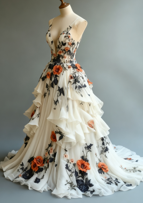 Fairytale A-Line Wedding Dresses Œ¸Chiffon 3D Applique Formal Evening Dresses
