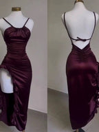 Vintage Backless Ruffle Asymmetrical Midi Length Party Dresses