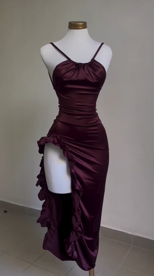 Vintage Backless Ruffle Asymmetrical Midi Length Party Dresses Main image