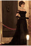 Vintage Ball Gown Black Birthday Party Dresses Off The Shoulder Formal Prom Dresses
