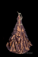 Vintage Ball Gown Halter Brown Sleeveless Long Formal Prom Gown Fairy Formal Prom Dresses